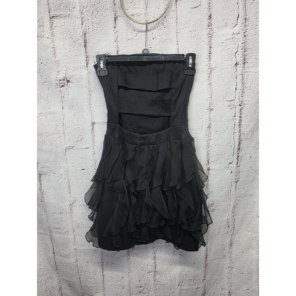 Cache Dress Womens 0 Black Cocktail Party Ruffle Mini‎ 90s Y2K Whimsigoth Prom - Picture 5 of 12
